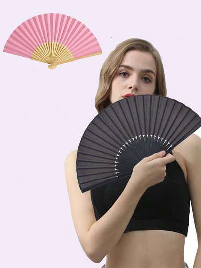 Vintage Handheld Foldable Paper Fan,Portable Bamboo Fan With Foldable Paper Cover - Perfect Summer Accessory For Staying Cool And Stylish, Perfect For Parties And Events
