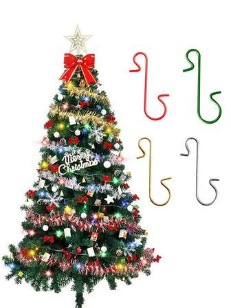 50 piezas Ganchos de colores para adornos navideños, Colgadores de metal para adornos navideños, Ganchos para adornos navideños, Ganchos para árbol de Navidad para decoraciones navideñas