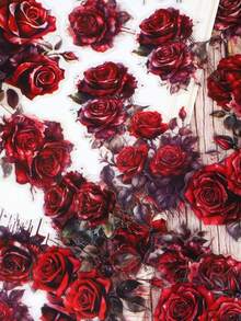 1 Pack Of Rose Flower Notebook Stickers, Retro Creative Aesthetic Stickers, Holiday Gifts, DIY Decorative Collage Handmade Materials, Personalized Scrapbook School Stationery Supplies Fantasy Theme, Asymmetrical Shape, Floral Decoration