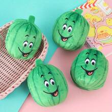 1pc Green Plush Watermelon Ball Toy With Squeaker Puppy Interactive Play And Teeth Grinding Sound Toys Small Dog Chew Squeaky Toy