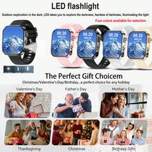 Reloj inteligente de última moda con diseño tecnológico, función de linterna LED, correa de silicona de 2.01 pulgadas, pantalla táctil completa, para deportes al aire libre, para hombres y mujeres, llamadas inalámbricas, responder llamadas, recordatorio/rechazo de llamadas, notificación de mensajes, podómetro deportivo, música inalámbrica, múltiples modos deportivos, adecuado como regalo de cumpleaños, regalo de vacaciones, regalo de graduación, regalo de Halloween para parejas, ancianos, amigos, compañeros de clase - Multicolor - Ver 7