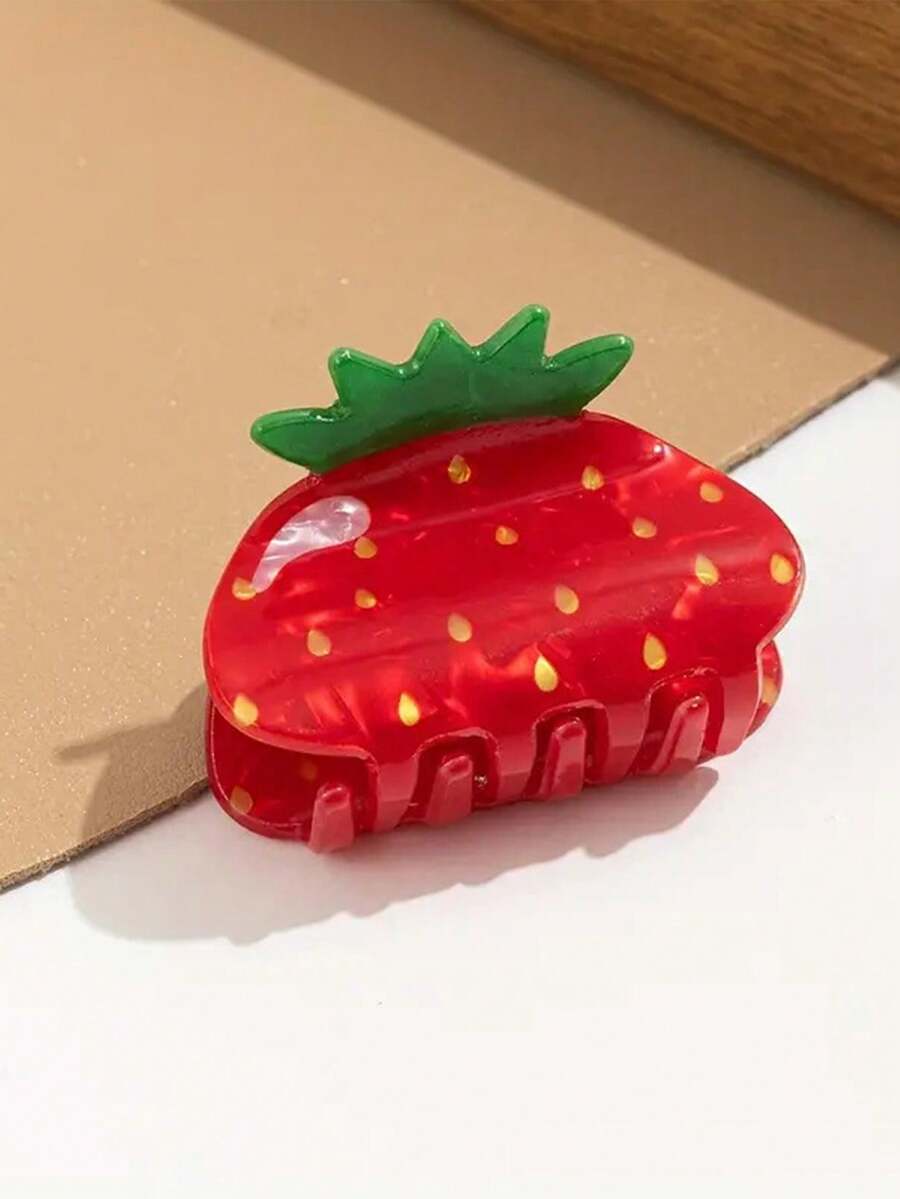 1Pc Cute Strawberry Hair Clip Mini Half Vertical Hair Clip Fashion Tail Clip Women's Daily Holiday Party Hair Accessories, Daily Falling Half Tie Hair Hair Claw Hairclip Accessories Women's Hair Accessories Winter Hair Clutch Elegant Claw Clips