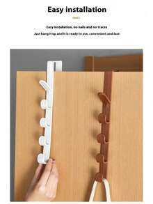 2pcs/1pc 5-Tier Door Hook Organizer Rack, Suitable For Backpacks And Handbags. Easy To Install Door Hooks, Bedroom Door Hanging, Can Be Used To Hang Hats, Watches And Belts. Plastic Door Hanger, Helpful Home Storage, Suitable For Storing Loofahs And Towels In Bathroom, Household Essential. - Black - View 9