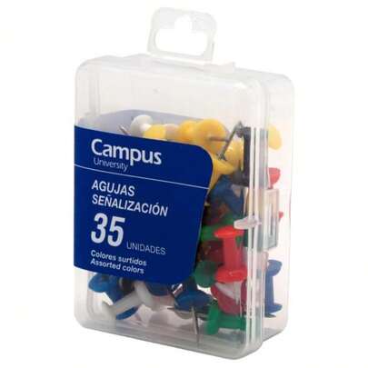 campus Agujas Señalizadoras Campus University Colores Surtidos /35 unidades - Pack de 12, perfectas para corcho, presentaciones y organización ✅ Entrega 24/72h a España (península)