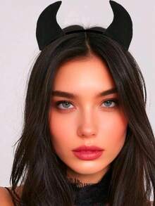 1pc Halloween Accessories Devil Horns Headband, Black & Red Gothic Demon Horns Headpiece For Daily Wear, Festivals, Cosplay