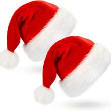 Adult Unisex Thickened Plush Classic Santa Claus Hat, Suitable For Christmas Party Wear - Red and White - View 5