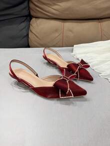 High Heeled Women's Shoes, Fashionable Large Buckle Women's Shoes, Daily Elegant Style,Kitten Heels,Party Outfits - Red - View 12