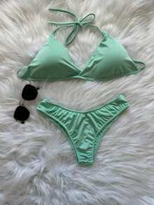 Delta Wing Bikini Set In Suplex Polyamide – Sexy, Comfortable And Stylish! Summer 2025 - Olive Green - View 3