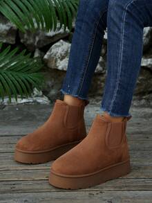 女士雪地靴百搭短筒加厚毛绒内里保暖防滑2025秋冬新款 - 駝色 - 查看 2