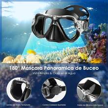 VIESS Gafas de Snorkel, Juego de esnórquel, Snorkel Anti Fugas, Juego deáscara Vista panorámica 180°, Vidrio Templado Anti empañamiento con Tapones para oído, Ideales para Snorkeling, - VERDE - Ver 4
