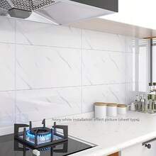 10/20pcs Ivory White Marble Effect Ceramic Tile Wall Stickers, Easy To Apply And Remove, Waterproof Self-Adhesive Sheets, Suitable For Kitchen, Bathroom, Home Decor, Etc