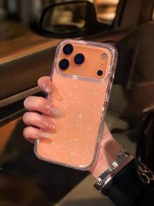 1 pezzo Custodia per telefono in TPU morbido, compatibile con 17 Air 16 15 14 13 12 11 Pro Max Plus, con glitter di lusso e paillettes chiare