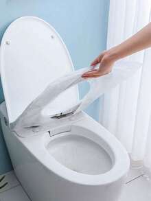 20 piezas Cubiertas desechables universales para asiento de inodoro, forros de inodoro de viaje de PVC impermeables, cubiertas sanitarias portátiles para avión, camping, accesorios de baño, empaque independiente, esencial para baños públicos - Multicolor - Ver 5