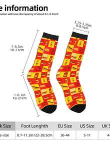 1 Pair Retro Life Is Better With Hot Dogs (1) For Men & Women 3D Digital Printed Athletic Socks, All-Season Comfort For Fitness, Hiking, Travel & Casual Attire Matching Couple Gift For Birthdays, Weddings, Mothers Day - 黑色 - 查看 2