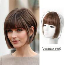 Extensión de cabello con pinzas estilo princesa con flequillo recto de borde ancho, capas y pinzas para uso diario para niñas