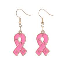 1 Pair Pink Ribbon Earrings For Women's Breast Health Awareness - Ideal Gift For Charity Fundraising Events
