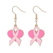 1 Pair Pink Ribbon Earrings For Women's Breast Health Awareness - Ideal Gift For Charity Fundraising Events