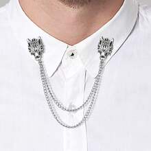 Xiacheng 流苏链胸针领针婚礼胸针领针翅膀狼头皇冠翻领西装衬衫燕尾服配饰适用于婚礼周年纪念万圣节生日派对办公室 - 彩色 - 查看 14