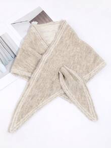 قطعة واحدة وشاح/شال مثلث من خليط الصوف المحبوك دافئ وعملي للنساء، مناسب للمواعيد والتسوق والخروجات اليومية