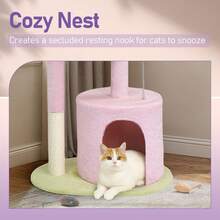 33in Multi-Level Cat Tree – Scratching Post With Curved Perch, Cozy Condo, Padded Top Bed, Perfect For Kittens And Indoor Cats, Ideal For Living Room Bedroom Home Use - 淺粉色 - 查看 6