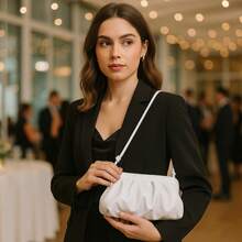 Women's Small Cloud Bag Gold Color Shoulder Strap Party Club Wedding - 白色 - View 1