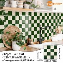 12 pièces/set, 30x30cm Autocollants muraux décoratifs à motif écossais bicolore 2D plat. Matériau PVC auto-adhésif amovible, imperméable et facile à nettoyer. Convient pour les murs de carrelage, le salon, la chambre, la cuisine, la salle de bain et autres surfaces murales plates. Décoration murale, décoration de pièce