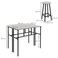 Essgruppe 6-Piece Seating Set With 2 Bar Tables And 4 Bar Stools In Industrial Design, Made Of Plywood And Steel, Gray And Black. - 1 - View 3