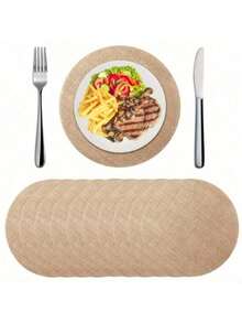 10/12/24/30 Stück runde Leinen-/Juteuntersetzer, Topflappen, hitzebeständige Tischsets für Küche und Esszimmer, Hochzeitsdekoration, Heimdekoration, geeignet für Hochzeit, Geburtstag, Familientreffen, Restaurantdekoration, grobe Leinenuntersetzer im Herbststil, verhindern Verschütten oder Kratzer auf der Tischoberfläche, können für Basteln und Dekorationen verwendet werden