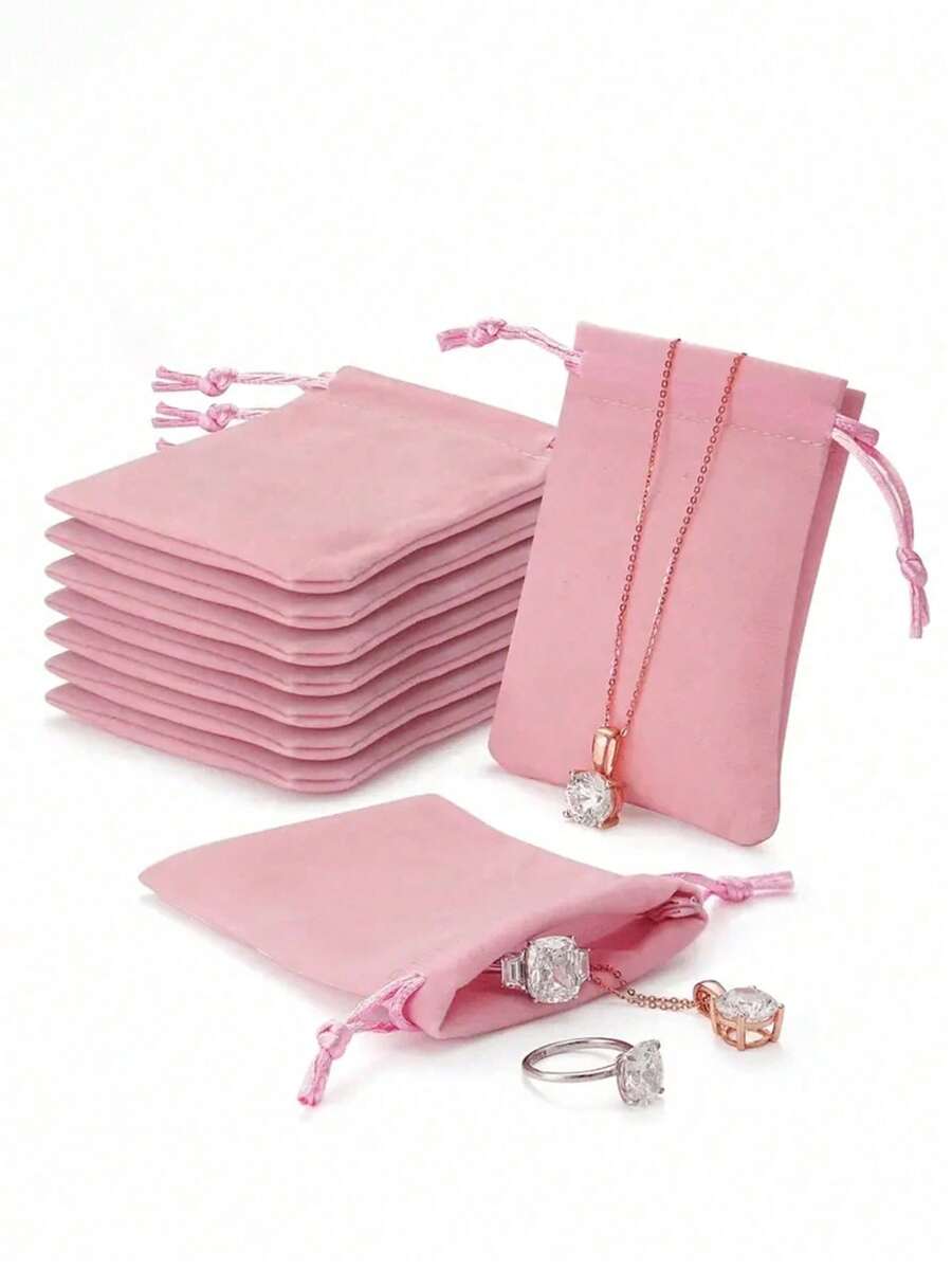 10-Piece Velvet Jewelry Bags, Jewelry Pouches With Drawstring- Soft Drawstring Gift Bags For Weddings, Parties, Valentine'S & Anniversaries