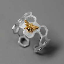 Jewelry Original Creative Artistic Hollow Bee Hive Open Ring For Women - 開口環 - 查看 6