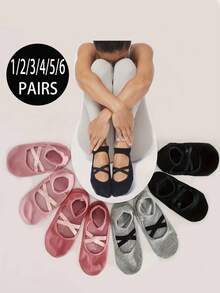 1/2/3/4/5/6 Đôi tất tập Pilates màu trơn cho nữ, đế silicon chống trượt, tất tập Yoga cho các môn thể thao trong nhà, chạy bộ, tập thể dục, nhảy dây, khiêu vũ, trang phục thường ngày, phù hợp với mọi mùa, quà tặng tuyệt vời cho mẹ, bạn gái, chị gái, giáo viên - Nhiều màu - Xem 2