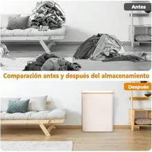 Cesta de lavandería plegable de 160 L con gran capacidad, equipada con 3 bolsas de lavandería extraíbles, ideal para almacenamiento y organización, cesta para ropa sucia, apta para lavadero, dormitorio y baño. - blanco - Ver 4