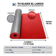 VINILMAX Piso Antiderrapante de Uso Rudo 70 cm x 1 m, 2 m, 3 m, 5 m – Antideslizante, Resistente y Fácil de Instalar, Ideal para Escaleras, Rampas, Autos, Bodegas, Gimnasios, Pasillos y Áreas de Alto Tráfico - Rojo - Ver 8