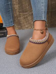 Women's Mini Ankle Boots - Comfortable Faux Suede Wool Lined Winter Boots, Non-Slip Lightweight Ankle Booties, Suitable For Cold Weather, Fashionable Comfortable Casual Shoes, Available In Black, Beige, Brown - Perfect For Daily Wear, Outdoor Activities And Holiday Outfits. Women's Slippers