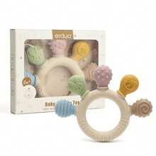 1 Piece Baby Teether Toys,Colorful And Soft Silicone Rings Teething Toys,Soothing Sensory Teethers For Babies 0-3 Years,Teethers Gums Set For Toddler And Infant