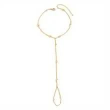 Elegant Minimalist Crystal Beaded Chain Bracelet With Copper Accents - Versatile Everyday & Gift Jewelry For Women, Autumn Style, Perfect For Casual Attire Or Special Occasions, Casual Jewelry|Minimalist Style|Copper Beads Finger Ring Bracelet Halloween Jewelry Sets For Women - 金-b - 查看 3