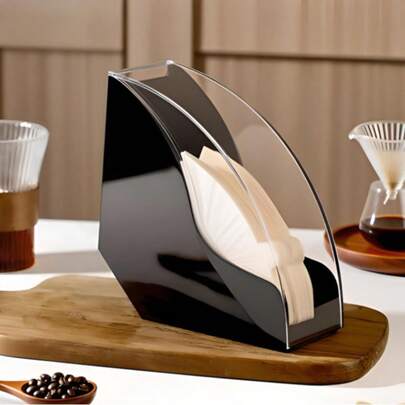 1 pieza Caja de almacenamiento de papel de filtro de café, Caja de papel de filtro de café de preparación manual, Almacenamiento a prueba de polvo para papel de filtro de café, Gran capacidad, Amplio espacio, Cubierta de acrílico antipolvo