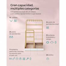 Expositor de Joyas, Soporte para Joyas, Organizador de Joyas, Bandeja de Terciopelo, Dorado MJJS021A01V1 - inicial - Ver 4