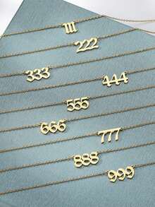 Colier din oțel inoxidabil 111 444 777 cu număr de înger pentru cupluri de femei, coliere anti-decolorare placate cu aur de 18k, bijuterii de aur pentru nunți, accesorii norocoase, cadouri