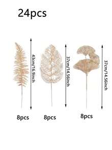 12pcs/24pcs Artificial Gold Leaves Home Wedding Decor DIY Artificial Plant Christmas Decoration, Gift Wrapping, Tabletop Centerpiece, Christmas Tree Ornament Home Decor Christmas Decorations Room Decor