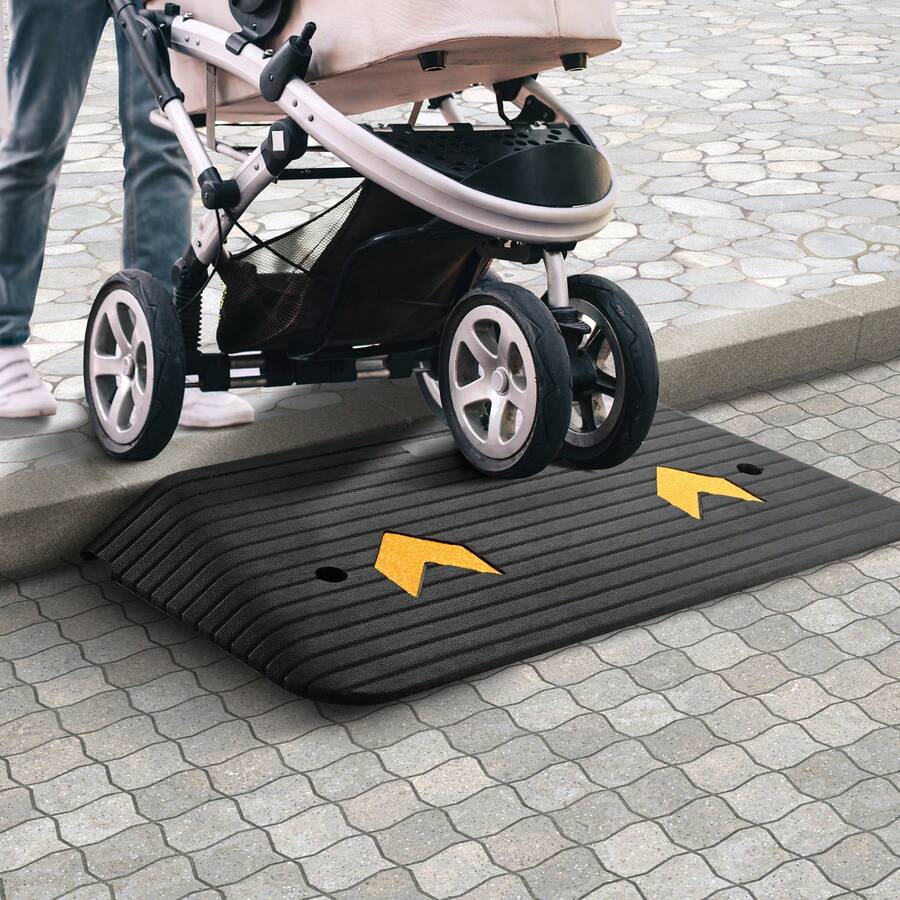 Upgraded Rubber Threshold Ramp, 3 Inch Lift Door Ramp With 1 Channel, Natural Rubber Car Ramp With Non-Slip Textured Surface, 33069 Lbs Load Capacity Curb Ramp For Wheelchair And Scooter - 3 Pulgadas - View 1