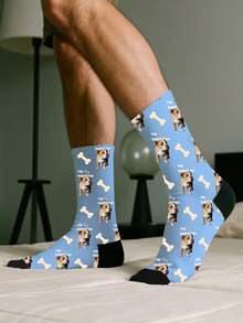 1 Pair Customizable Face Neutral Socks, Add Your Own Pictures To Design Personalized Socks, Couple Style Socks, Suitable For Family, Daily Wear, Parties, And University Use. A Great Gift For Friends, Family Members, Wives, Husbands, Daughters, And Sons.