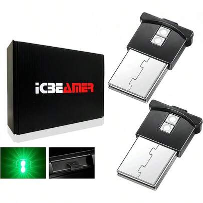 ICBEAMER USB RGB Multi-Color LED Night Light| Control By Music Or 1 Touch For Changing Color| Plug-In Miniature/Nano Car Interior Center Console Ambient Accent Lighting