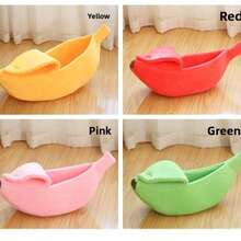 1pc Pet Bed Cushion - Multi-Color (Red, Blue, Pink, Green), Multi-Size Options Suitable For Various Pets, Banana Shape, Warm & Comfortable For Winter, Breathable, Ideal For Cat Beds, Dog Beds, Semi-Enclosed Pet Nests, Hamster Nests And Other Pet Choices