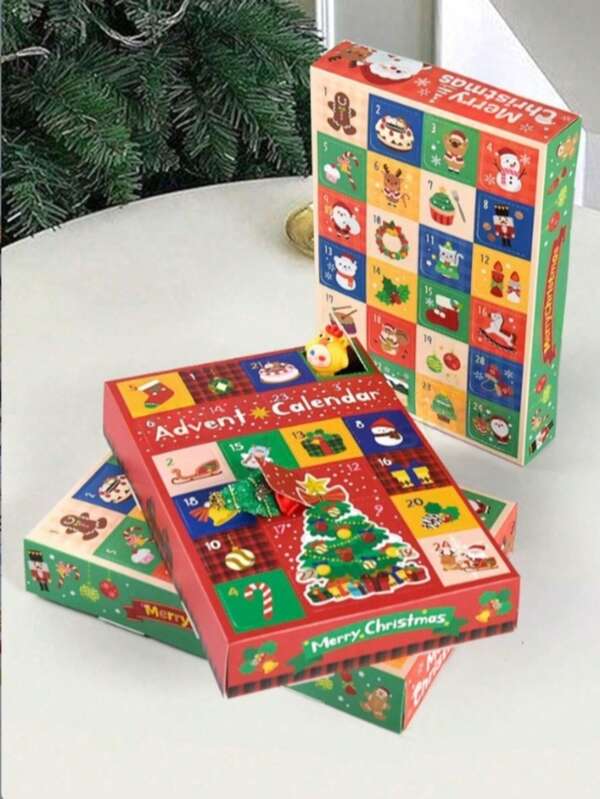 5 piezas Calendario de Cuenta Regresiva de Navidad de 24 días, Diseño creativo de cuadrícula de 12 y 24, Caja de regalo de ambiente navideño sorpresa, Cuenta Regresiva de Nochebuena de 24 días, Adecuado para escenarios de regalo de fiesta de Navidad