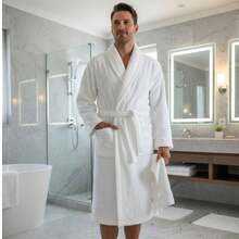 Luxury Microfiber Plush Velvety Soft Touch Thick Bathrobe For Men And Women Unisex - White - View 6