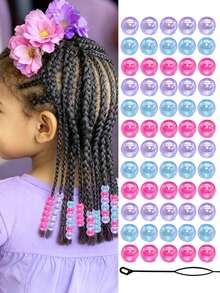 60 piezas de cuentas de caramelo de colores para decoraciones de trenzas desordenadas de niñas, estilo punk rock callejero - Multicolor - Ver 2