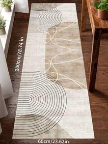 1pc Modern Minimalist Abstract Print Soft Polyester Rug, Waterproof Bent Crafted, Suitable For Bedroom, Porch, Indoor, Reversible As Bedroom Floor Mat - Multicolor - View 16