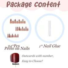 Stiletto Press On Nails Long Fake Nails Brown Glue On Nails 3d Texture Flower Handmade Acrylic Nails 24Pcs Coquette Almond False Nails Manicure French Tip Full Cover Stick On Nails - 多色25 - 查看 6