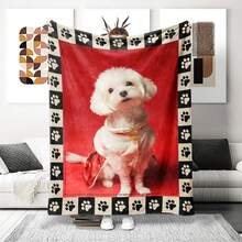 Cobertor Personalizado com Foto e Nome, Cobertor de Estimação Personalizável com Nome e Fotos, Cobertor de Cachorro Macio e Confortável, Presente para Pai de Cachorro, Presente para Amante de Animais de Estimação, Poliéster, Lavável em Máquina, Cobertor de Cachorro Médio